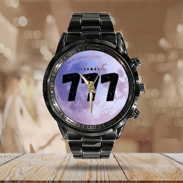 Discover Purple Moon Angel Numbers 777 Calendar Steel Band Watch