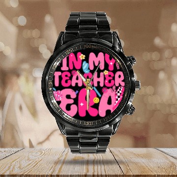 Discover In My Teacher Era Best Teacher Appreciation Retro Calendar Steel Band Watch