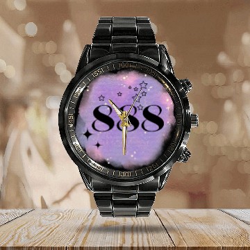 Discover Angel Number 888 Numerology Purple Calendar Steel Band Watch