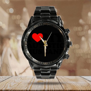Discover I Love My Autistic Husband Heart My Husband Autism Calendar Steel Band Watch