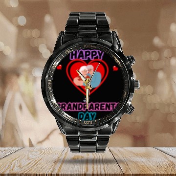 Discover Happy Grandparents Day Calendar Steel Band Watch