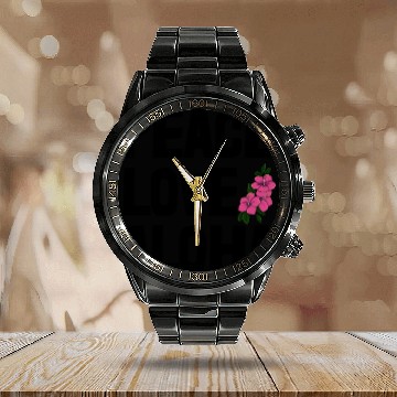 Discover Peace Love Aloha Calendar Steel Band Watch