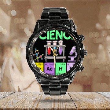 Discover Science Teacher Periodic Table Elements Chemistry Calendar Steel Band Watch