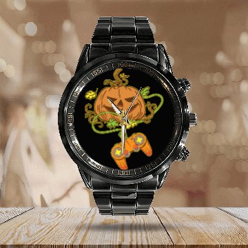 Discover Halloween Jack O Lantern Video Game Controller Calendar Steel Band Watch