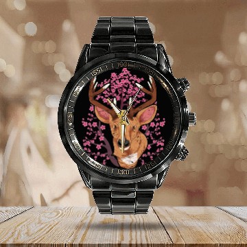 Discover Cherry blossom forest animal gift Sakura deer Calendar Steel Band Watch