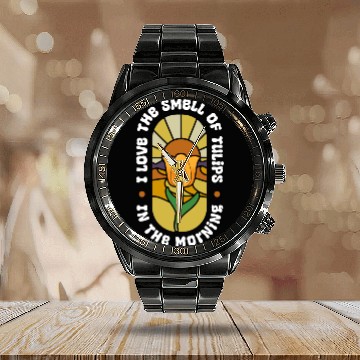 Discover Tulip Gardening Love Calendar Steel Band Watch