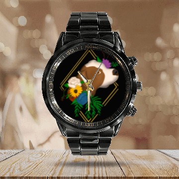 Discover Pitbull Lover Floral Dog Graphic For Pittie Owners Calendar Steel Band Watch