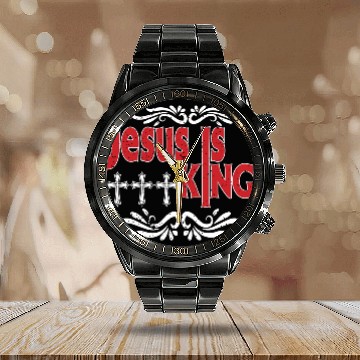 Discover Jesus Is King Love Jesus Christian Christmas Calendar Steel Band Watch