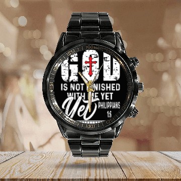 Discover God Not Finished With Yet Love Jesus Christian Calendar Steel Band Watch