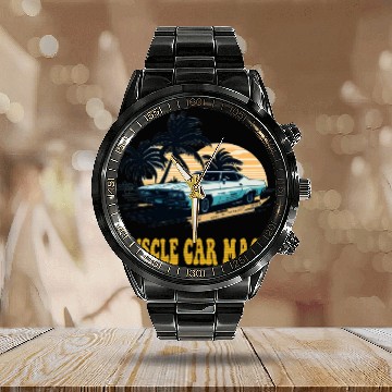Discover Muscle Car Magic Calendar Steel Band Watch