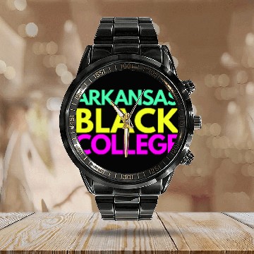 Discover Arkansas Yellow Black College Calendar Steel Band Watch (Invest Edt)