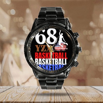 Discover American basketball tri-colour Calendar Steel Band Watch