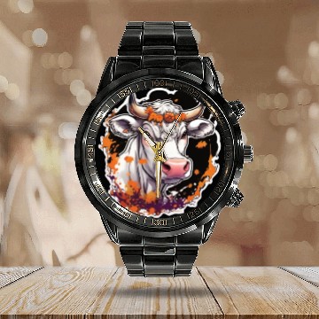 Discover Kug Cow Halloween Cow Skull Cow Head Cows Calendar Steel Band Watch