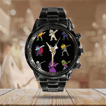 Discover Dabbing Halloween Characters Lazy Creepy Halloween Calendar Steel Band Watch
