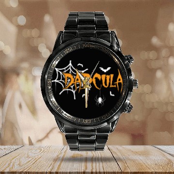Discover Vampire For Dad Lazy Creepy Halloween Calendar Steel Band Watch