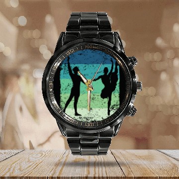 Discover Ballet Dance Couple Vintage Ballerina Calendar Steel Band Watch