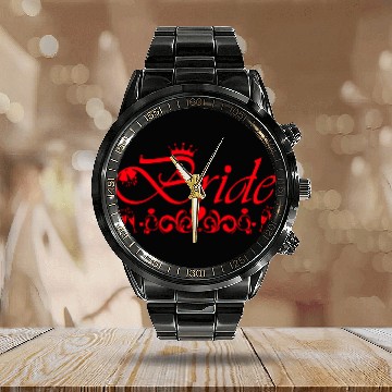 Discover Bride Bachelorette Party Red Calendar Steel Band Watch