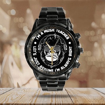 Discover Music Teacher Funny Calendar Steel Band Watch