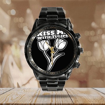 Discover Tulip Gardening Tulips Calendar Steel Band Watch