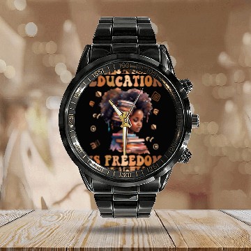 Discover Education Is Freedom Teacher Women Black History Calendar Steel Band Watch