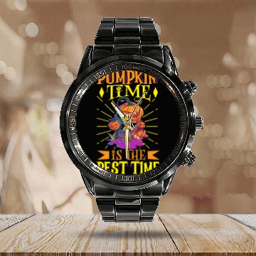 Discover Scary Pumpkin Halloween Costume Autumn Fall Gift Calendar Steel Band Watch