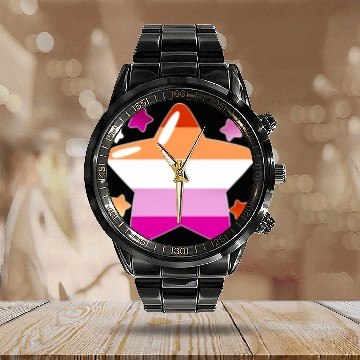 Discover Lgbtq Pride Flag Stars Lesbian Calendar Steel Band Watch