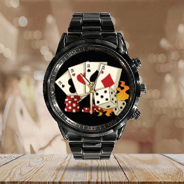 Discover Poker Ace Texas Hold'em Calendar Steel Band Watch