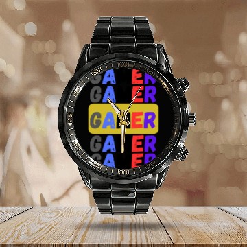 Discover Distressed Retro Gamer Calendar Steel Band Watch