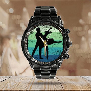 Discover Ballet Dance Couple Vintage Ballerina Calendar Steel Band Watch