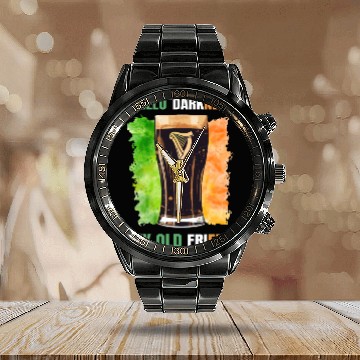 Discover Hello Darkness My Old Friend Irish Stout Calendar Steel Band Watch