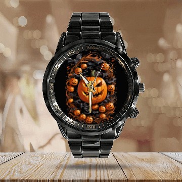 Discover Jack-o'-Lantern Calendar Steel Band Watch