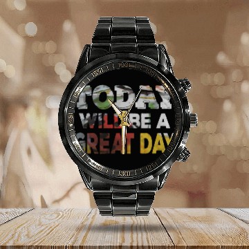 Discover Today Will Be A Great Day Ladybug Inspirational Calendar Steel Band Watch