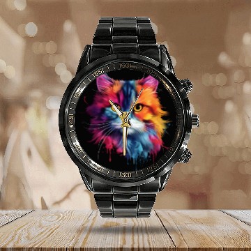 Discover Persian Cat Living Atmosphere Calendar Steel Band Watch