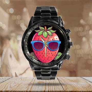 Discover Cool Kawaii Strawberry: Fruity Trendsetter Calendar Steel Band Watch