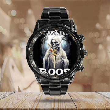 Discover Just Here For The Boos Scary Skeleton Calendar Steel Band Watch