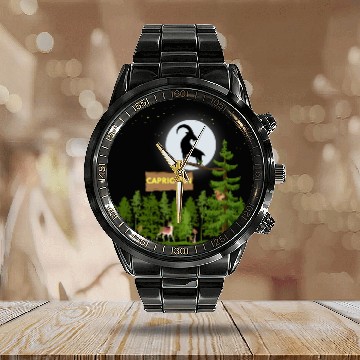Discover Zodiac Sign Capricorn Astrology Wild Forest Calendar Steel Band Watch