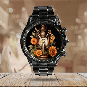 Discover Vintage Wildflower Poster Green Botanical Wall Art Calendar Steel Band Watch