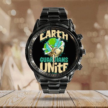 Discover Climate Change Environmental Earth Day Planet Calendar Steel Band Watch