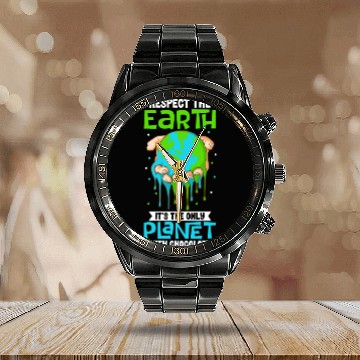 Discover Climate Change Environmental Earth Day Planet Calendar Steel Band Watch