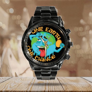 Discover Climate Change Environmental Earth Day Planet Calendar Steel Band Watch