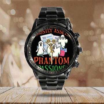 Discover Ghostly Assets Phantom Passions Scary Halloween Calendar Steel Band Watch