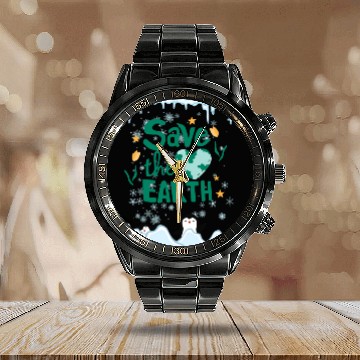 Discover Save our Planet Earth, Save our beautiful animals! Calendar Steel Band Watch