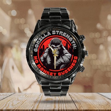 Discover Gorilla Strength: No Monkey Business Calendar Steel Band Watch