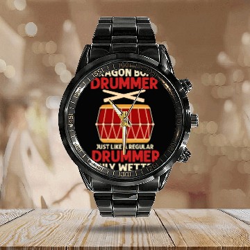 Discover Funny Dragon Boat Drummer Only Wetter Racing Calendar Steel Band Watch