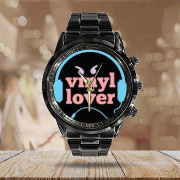 Discover Vinyl Lover Calendar Steel Band Watch