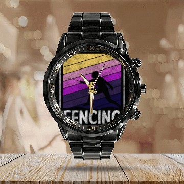 Discover Fencing Sport Sport Fencing Calendar Steel Band Watch