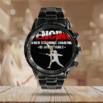 Discover Fencer Fight Sport Fencing Tradition Calendar Steel Band Watch