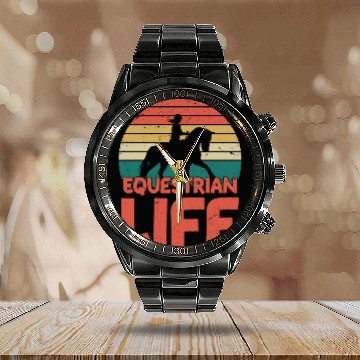 Discover Equestrian Life Horseback Riding Girl Calendar Steel Band Watch