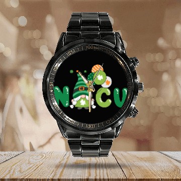 Discover Cute NICU St. Patrick's design Calendar Steel Band Watch
