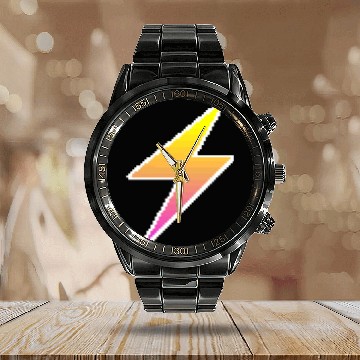 Discover Thunder retro style 80s-90s. Calendar Steel Band Watch